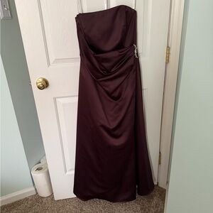 David's Bridal Strapless Gown in Deep Brown